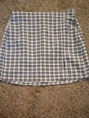 Charlotte Russe Black/White/Lavender Plaid Mini Skirt